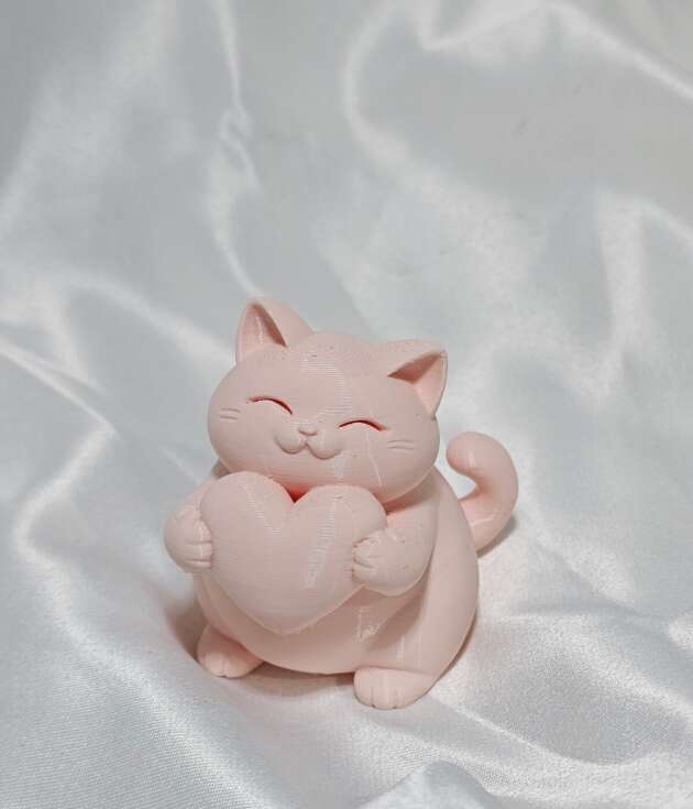 Kalp Tutan Kedi Sevgililer Günü Hediyelil Dekor 8 cm